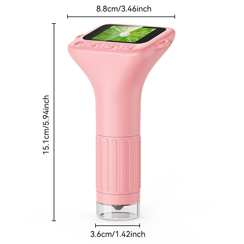Powerful Microscope for Kids 2" Digital Handheld Kids Microscope with 8 LED 1000X Magnification Manual Focus Pocket Microscope