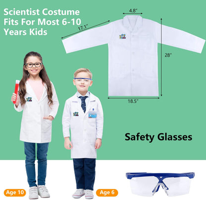 Kids Science Experiment Kit with Lab Coat Scientist Costume Dress up and Role Play Toys Gift for Boys Girls Kids Age 6+ Christmas Birthday Party