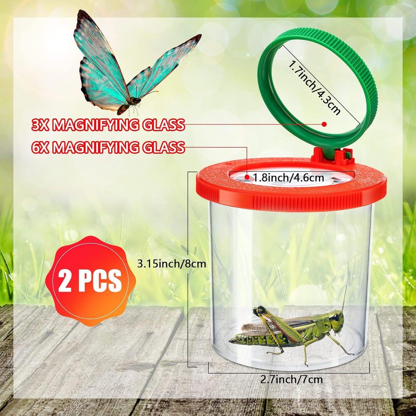 Bug Container With Built in Magnifier 