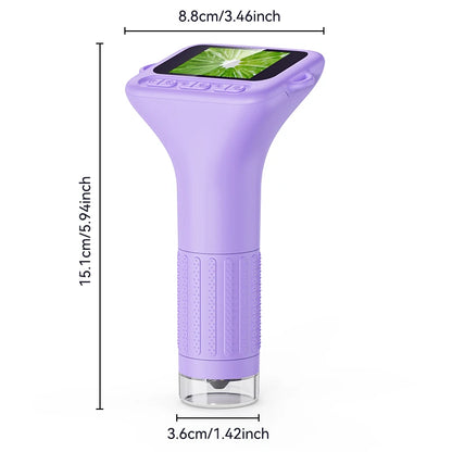 Powerful Microscope for Kids 2" Digital Handheld Kids Microscope with 8 LED 1000X Magnification Manual Focus Pocket Microscope